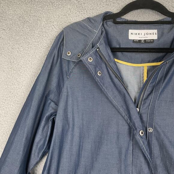 Nikki Jones Jacket Womens Medium Hooded Full Zip Parka Coat Drawstring - Picture 3 of 14